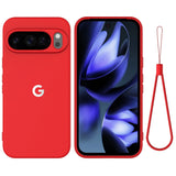 SoftFeel Silicone Google Pixel Case-Exoticase-For Pixel 11 Pro XL-Red with Strap-Exoticase
