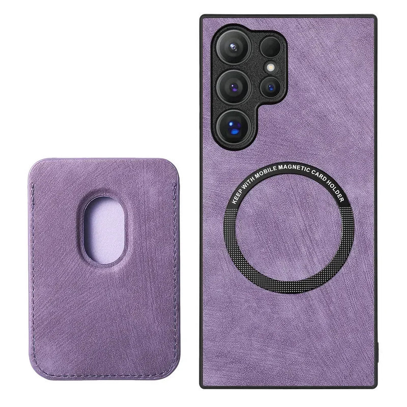 SoftGrip Snap-on Wallet PU Leather Samsung Case-Exoticase-S25 Ultra-Purple-Exoticase