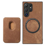 SoftGrip Snap-on Wallet PU Leather Samsung Case-Exoticase-S25 Ultra-Brown-Exoticase