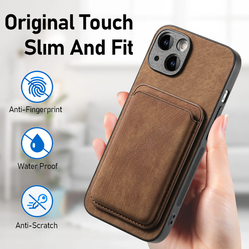 SoftGrip Snap-on Wallet PU Leather iPhone Case-Exoticase-Exoticase