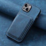 SoftGrip Snap-on Wallet PU Leather iPhone Case-Exoticase-For iPhone 16 Pro Max-Blue-Exoticase