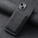 SoftGrip Snap-on Wallet PU Leather iPhone Case-Exoticase-For iPhone 16 Pro Max-Black-Exoticase