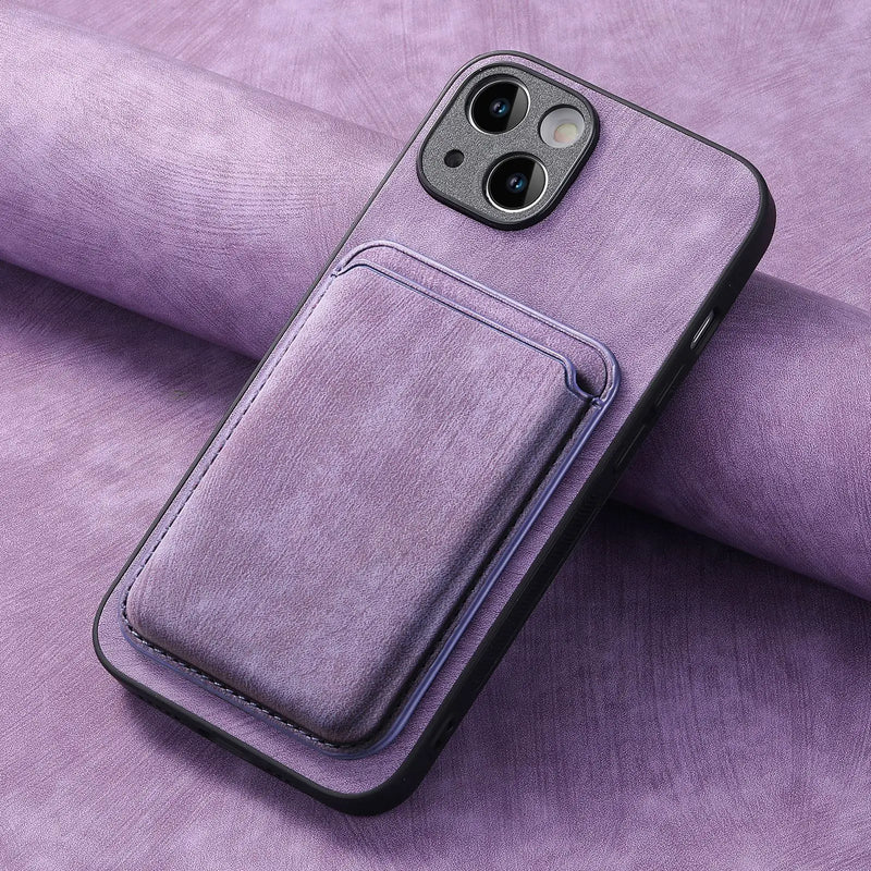 SoftGrip Snap-on Wallet PU Leather iPhone Case-Exoticase-For iPhone 16 Pro Max-Purple-Exoticase