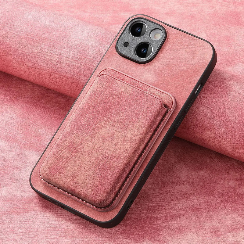 SoftGrip Snap-on Wallet PU Leather iPhone Case-Exoticase-For iPhone 16 Pro Max-Pink-Exoticase