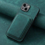 SoftGrip Snap-on Wallet PU Leather iPhone Case-Exoticase-For iPhone 16 Pro Max-Green-Exoticase