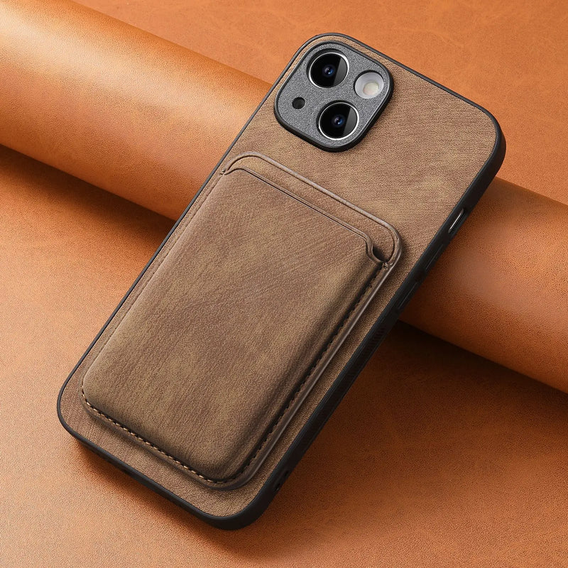 SoftGrip Snap-on Wallet PU Leather iPhone Case-Exoticase-For iPhone 16 Pro Max-Brown-Exoticase