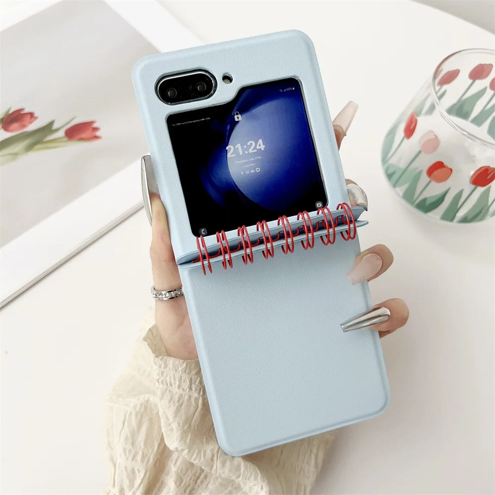 Spiral Notebook Style Samsung Galaxy Z Flip Case, Light Blue / Galaxy Z Flip 6 Spiral Notebook Style Samsung Galaxy Z Flip Case, Light Blue / Galaxy Z Flip 6