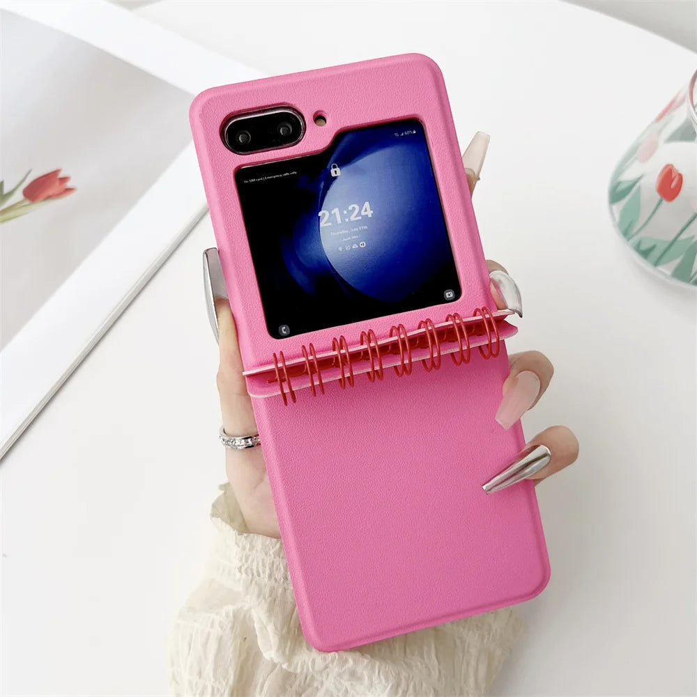 Spiral Notebook Style Samsung Galaxy Z Flip Case, Pink / Galaxy Z Flip 4 Spiral Notebook Style Samsung Galaxy Z Flip Case, Pink / Galaxy Z Flip 4