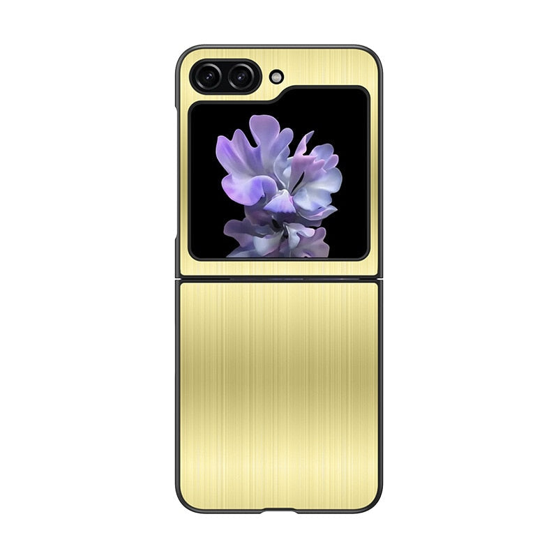 Stainless Steel Pattern Samsung Z Flip Case-Exoticase-For Galaxy Z Flip 5-Gold-