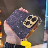 Starry Glitter Plated Camera Protect iPhone Case-Glitter iPhone Case-Exoticase-For iPhone 15 Pro Max-Purple-