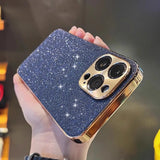 Starry Glitter Plated Camera Protect iPhone Case-Glitter iPhone Case-Exoticase-For iPhone 15 Pro Max-Blue-