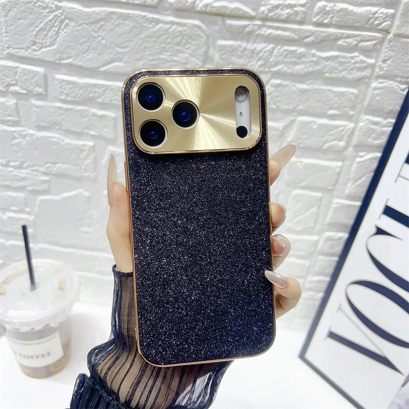 Starry Glitter Plated Camera Protect iPhone Case, For iPhone 13 / Black Starry Glitter Plated Camera Protect iPhone Case, For iPhone 13 / Black