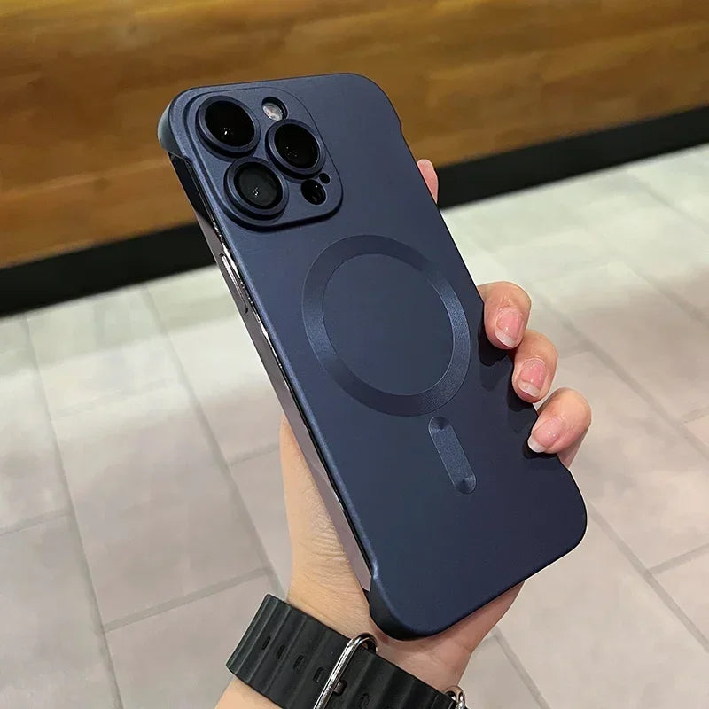 Steel Satin Edgeless Apple iPhone Case-Exoticase-for iPhone 16 Pro Max-Navy Blue-Exoticase