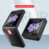Stitched Leather Z Flip 5 Case with Dual Card Slot-Exoticase-
