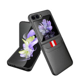 Stitched Leather Z Flip 5 Case with Dual Card Slot-Exoticase-For Galaxy Z Flip 5-Gray-