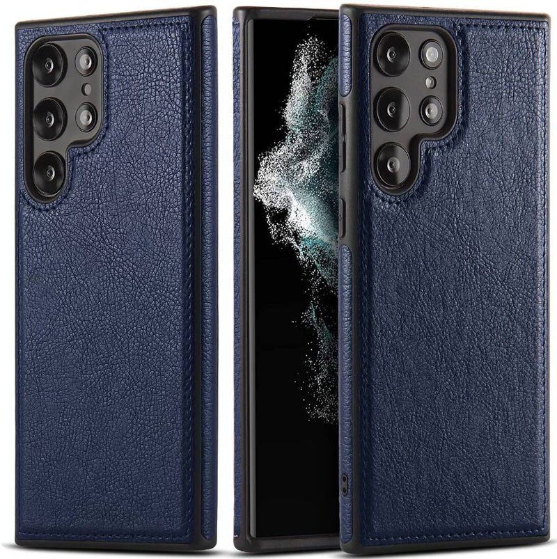 Stitched Top Leather Layer Samsung Case-Samsung Galaxy Phone Case-Exoticase-S22 Ultra-Blue-