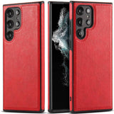 Stitched Top Leather Layer Samsung Case-Samsung Galaxy Phone Case-Exoticase-S22 Ultra-Red-