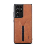 Stretchable Card Pocket Wallet Samsung Case-Exoticase-Galaxy S23 Ultra-Brown-