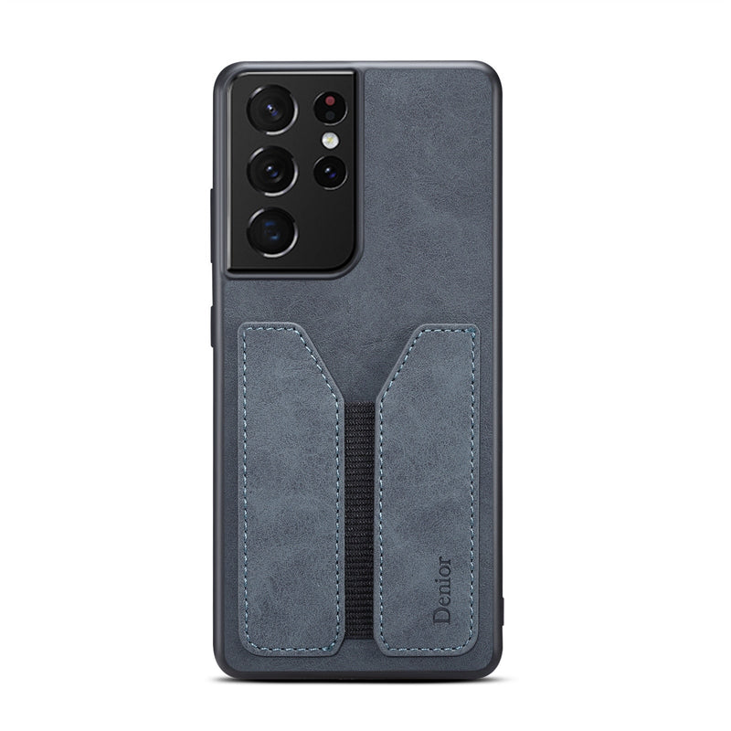 Stretchable Card Pocket Wallet Samsung Case-Exoticase-Galaxy S23 Ultra-Grey-