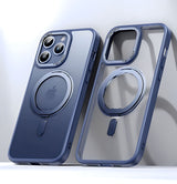 Strong Magnetic Rotatable Metal Bracket iPhone Case-Exoticase-For iPhone 15 Pro Max-Blue-