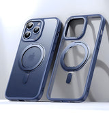 Strong Magnetic Rotatable Metal Bracket iPhone Case-Exoticase-For iPhone 15 Pro Max-Blue-