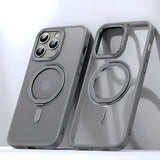 Strong Magnetic Rotatable Metal Bracket iPhone Case-Exoticase-For iPhone 15 Pro Max-Gray-