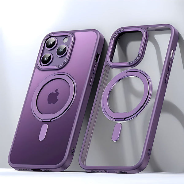 Strong Magnetic Rotatable Metal Bracket iPhone Case-Exoticase-For iPhone 15 Pro Max-Purple-