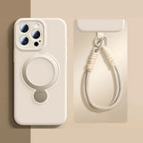 Swivel Metal Ring Silicone iPhone Case with Strap-Exoticase-iPhone 16 Pro Max-White-Exoticase