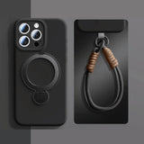 Swivel Metal Ring Silicone iPhone Case with Strap-Exoticase-iPhone 16 Pro Max-Black-Exoticase