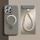 Swivel Metal Ring Silicone iPhone Case with Strap-Exoticase-iPhone 16 Pro Max-Gray-Exoticase