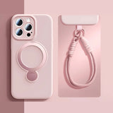 Swivel Metal Ring Silicone iPhone Case with Strap-Exoticase-iPhone 16 Pro Max-Pink-Exoticase