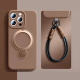 Swivel Metal Ring Silicone iPhone Case with Strap-Exoticase-iPhone 16 Pro Max-Coffee-Exoticase