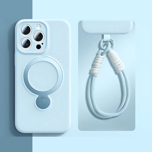 Swivel Metal Ring Silicone iPhone Case with Strap-Exoticase-iPhone 16 Pro Max-Blue-Exoticase