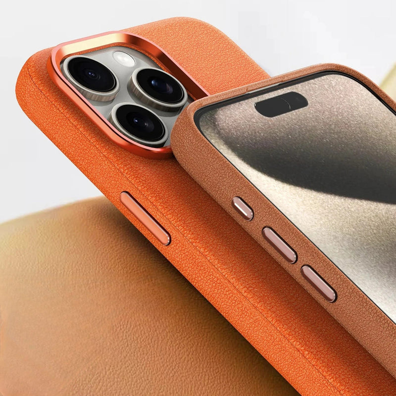 Synthetic Leather Metal Buttons Camera iPhone Case-Exoticase-Exoticase