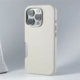 Synthetic Leather Metal Buttons Camera iPhone Case-Exoticase-For iPhone 16 Pro Max-Beige-Exoticase