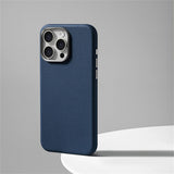 Synthetic Leather Metal Buttons Camera iPhone Case-Exoticase-For iPhone 15 Pro Max-Blue-Exoticase