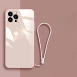Tempered Glass Back iPhone Case With Strap-Exoticase-For iPhone 17 Pro Max-Pink-Exoticase