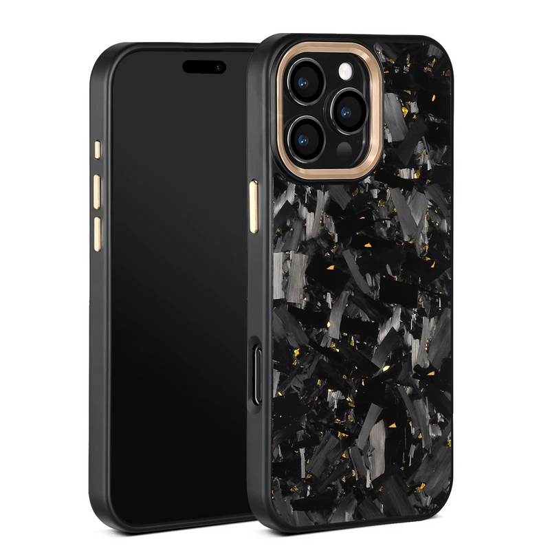 Thick Carbon Flakes Contrast Color iPhone Case-Exoticase-For iPhone 16 Pro Max-Gold-Exoticase