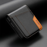 Thin PU Leather 3 Card Slot Samsung Flip Case-Exoticase-Black-For Galaxy Z Flip 7 FE-Exoticase