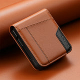 Thin PU Leather 3 Card Slot Samsung Flip Case-Exoticase-Brown-For Galaxy Z Flip 7 FE-Exoticase