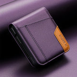 Thin PU Leather 3 Card Slot Samsung Flip Case-Exoticase-Purple-For Galaxy Z Flip 7 FE-Exoticase