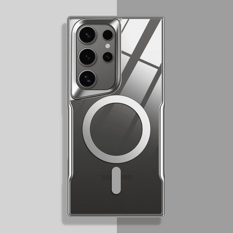 Titanium Plated MagSafe Clear Samsung Galaxy Case-Exoticase-For S25 Ultra-Silver-Exoticase
