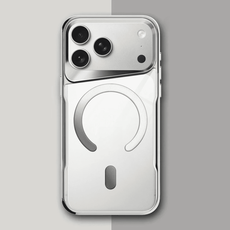 Titanium Plated MagSafe Clear iPhone Case-Exoticase-For iPhone 17 Pro Max-Silver-Exoticase
