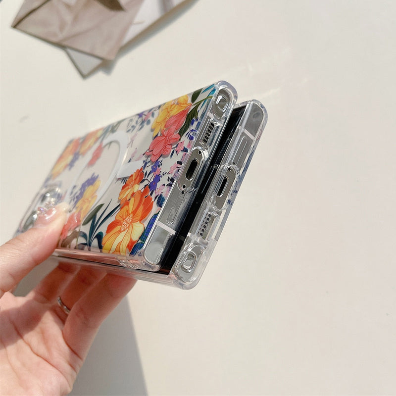 Translucent Vintage Leaves Wireless Charging Magnetic Samsung Galaxy Case-Exoticase-