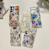 Translucent Vintage Leaves Wireless Charging Magnetic Samsung Galaxy Case-Exoticase-