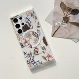 Translucent Vintage Leaves Wireless Charging Magnetic Samsung Galaxy Case-Exoticase-For Samsung S23 Ultra-b-