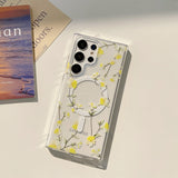 Translucent Vintage Leaves Wireless Charging Magnetic Samsung Galaxy Case-Exoticase-For Samsung S23 Ultra-d-