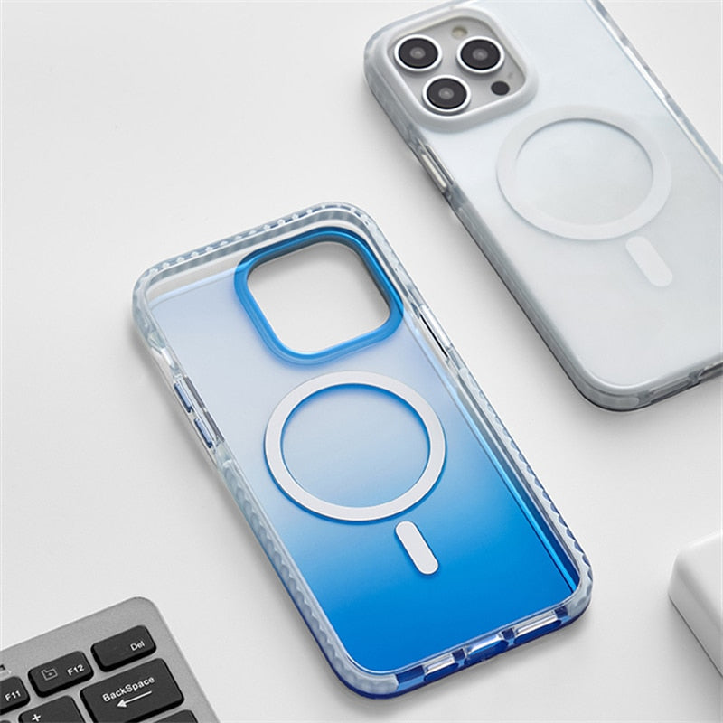 Transparent Gradient Magnetic Magsafe iPhone Case-Exoticase-
