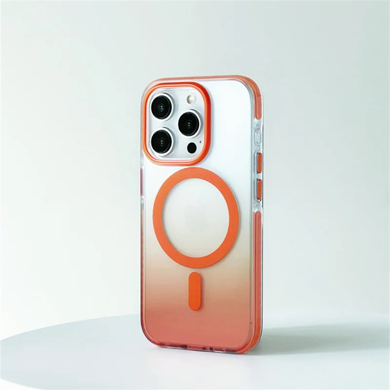 Transparent Gradient Magnetic Magsafe iPhone Case-Exoticase-For iPhone 15 Pro Max-Orange-Exoticase