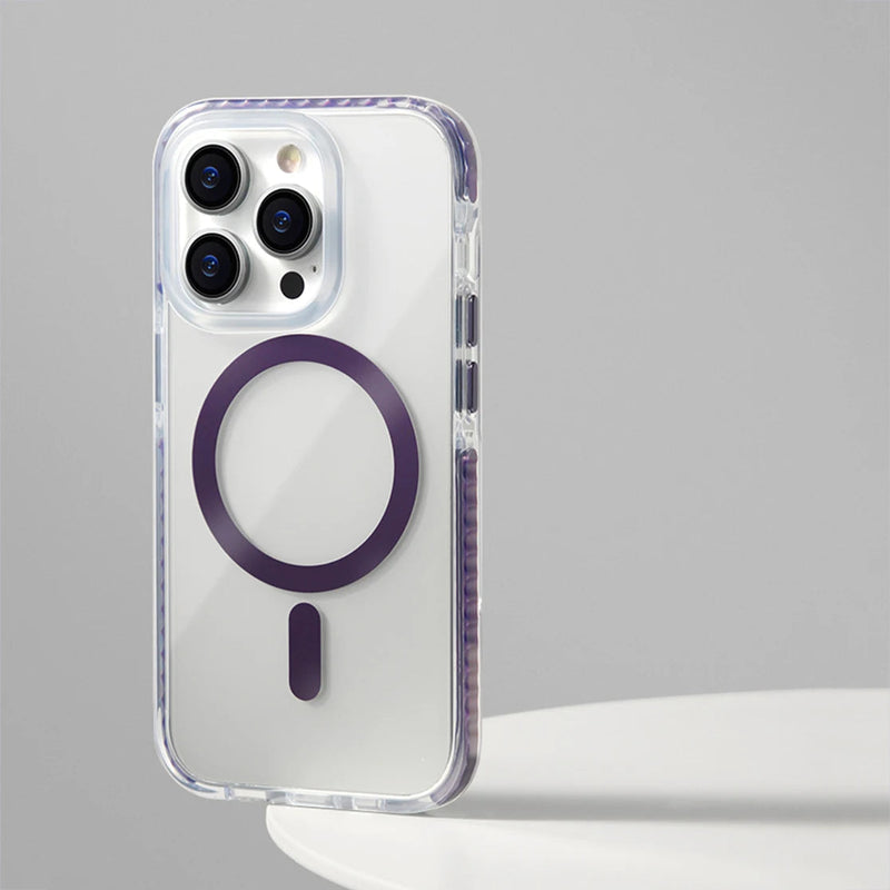 Transparent Gradient Magnetic Magsafe iPhone Case-Exoticase-For iPhone 15 Pro Max-Purple Clear-Exoticase